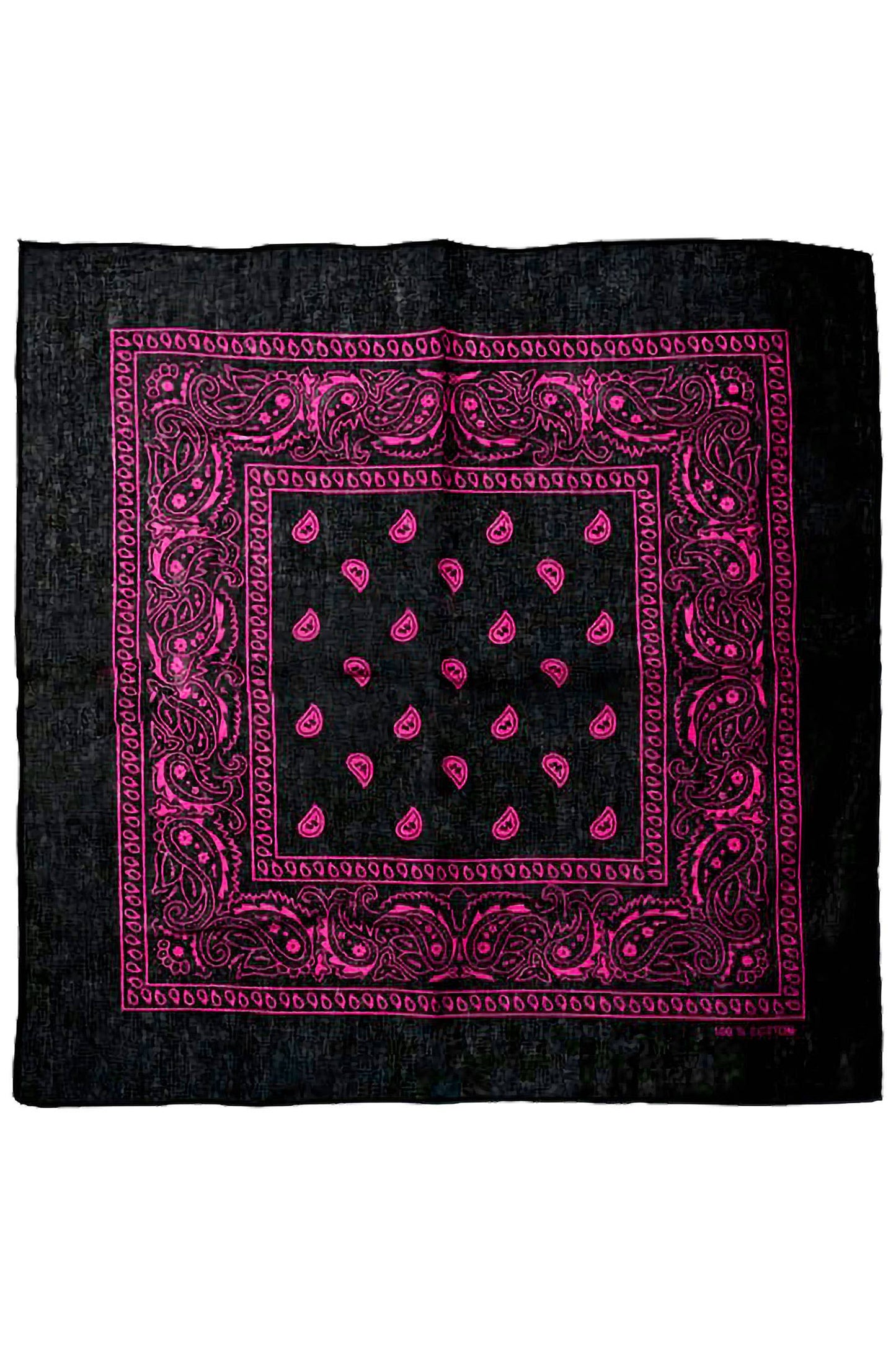 Classic Paisley Print Square Cotton Bandana: BLACK / ONE SIZE