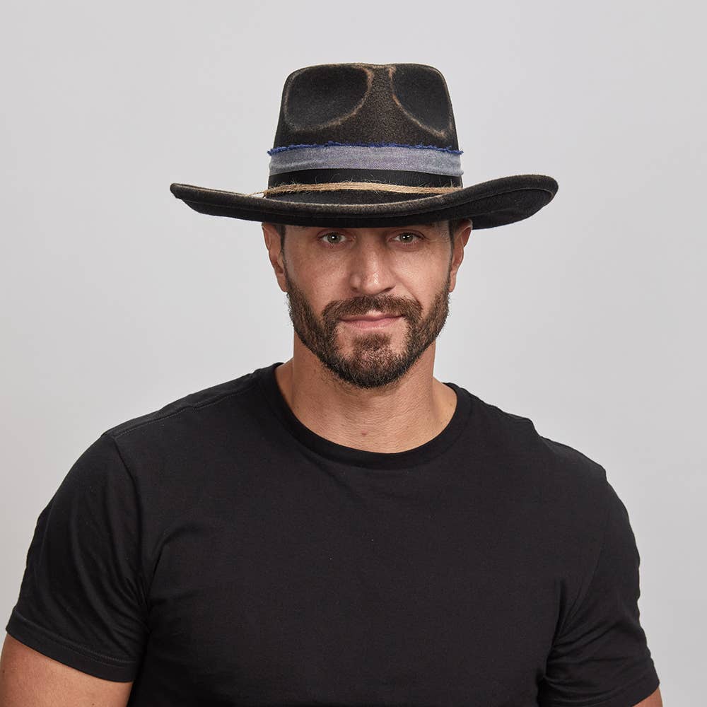Crushable Wool Felt Teardrop Fedora Hat - Style Small Town: Black / MD