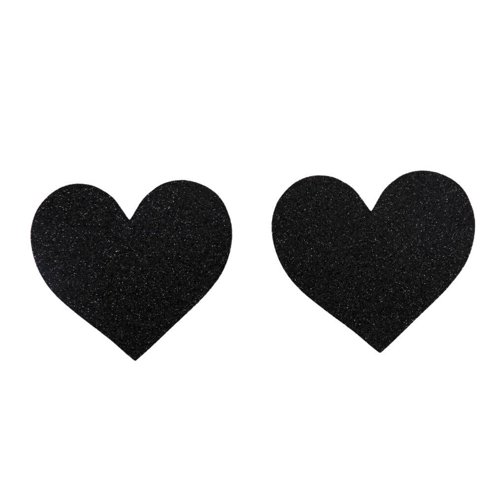 1268-Heart  Glitter Pasties: Black
