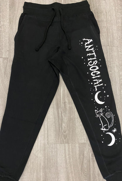 Antisocial Cat Witch Moon Jogger "Boyfriend" Sweat Pants