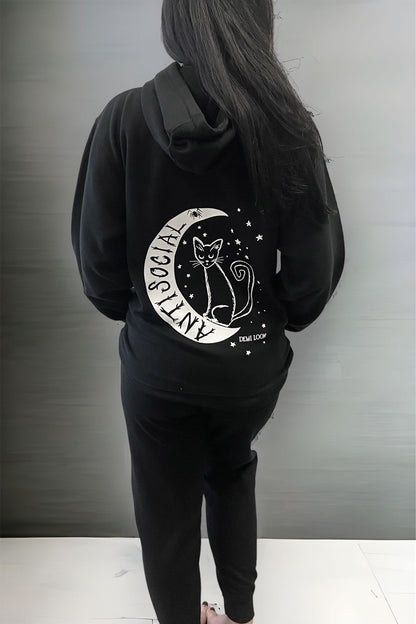Antisocial Cat Witch Moon Jogger "Boyfriend" Sweat Pants