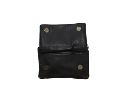 Black Naked Cowhide Leather Belt Bag