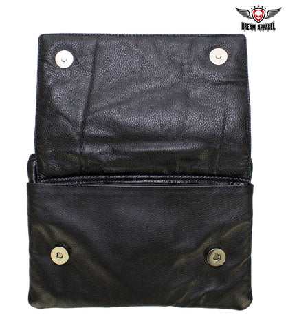 Studded Naked Cowhide Leather Gun Holster Belt Bag with Red & Silver Heart