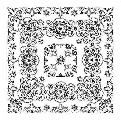 BD256 Bandana Texas Paisley White [27" x27"]