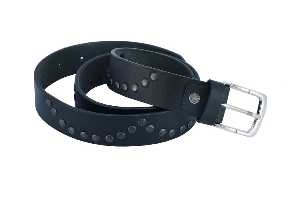 BLT Super Cool Curved Pattern Studded Leather Belt - view 2