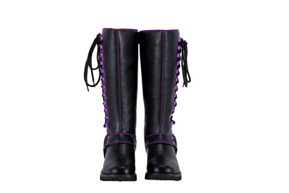 Dream Apparel® Women Biker Long Boots with Purple Laces