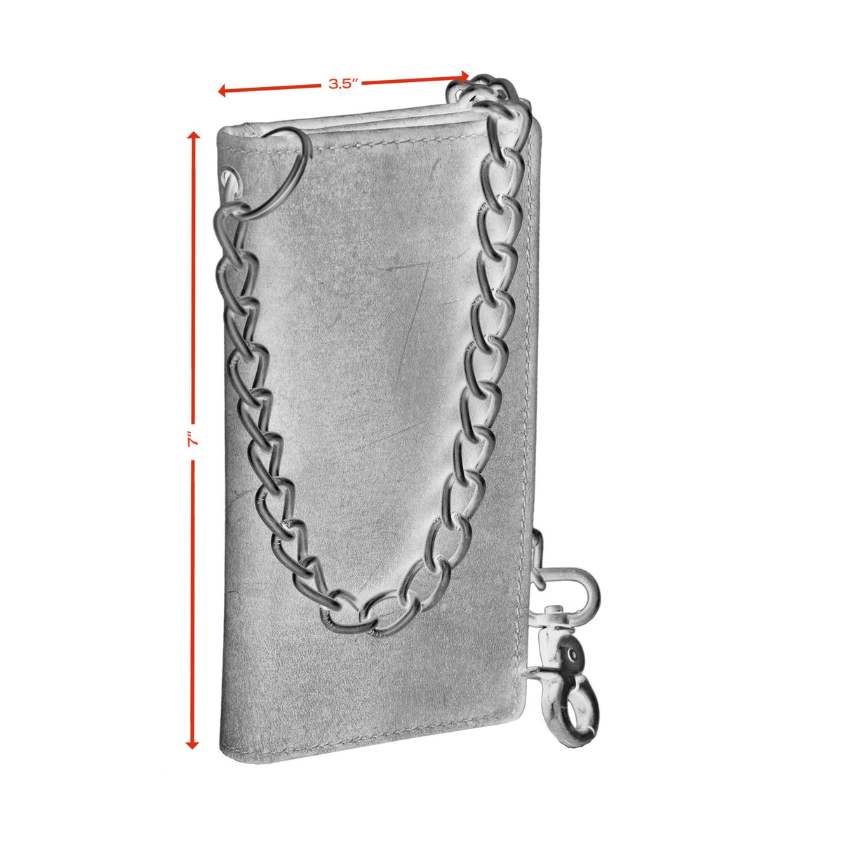 BWC234 BROWN LONG TRI-FOLD BIKER LEATHER CHAIN WALLET - view 6