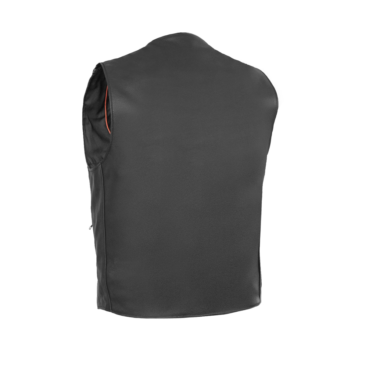 Buffalo Nickel Black Leather Vest for Men - Customizable Back & Satin Liner - view 3