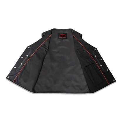 Buffalo Nickel Black Leather Vest for Men - Customizable Back & Satin Liner - view 5