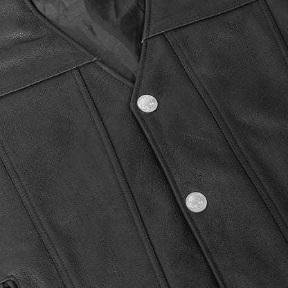 Buffalo Nickel Black Leather Vest for Men - Customizable Back & Satin Liner - view 8
