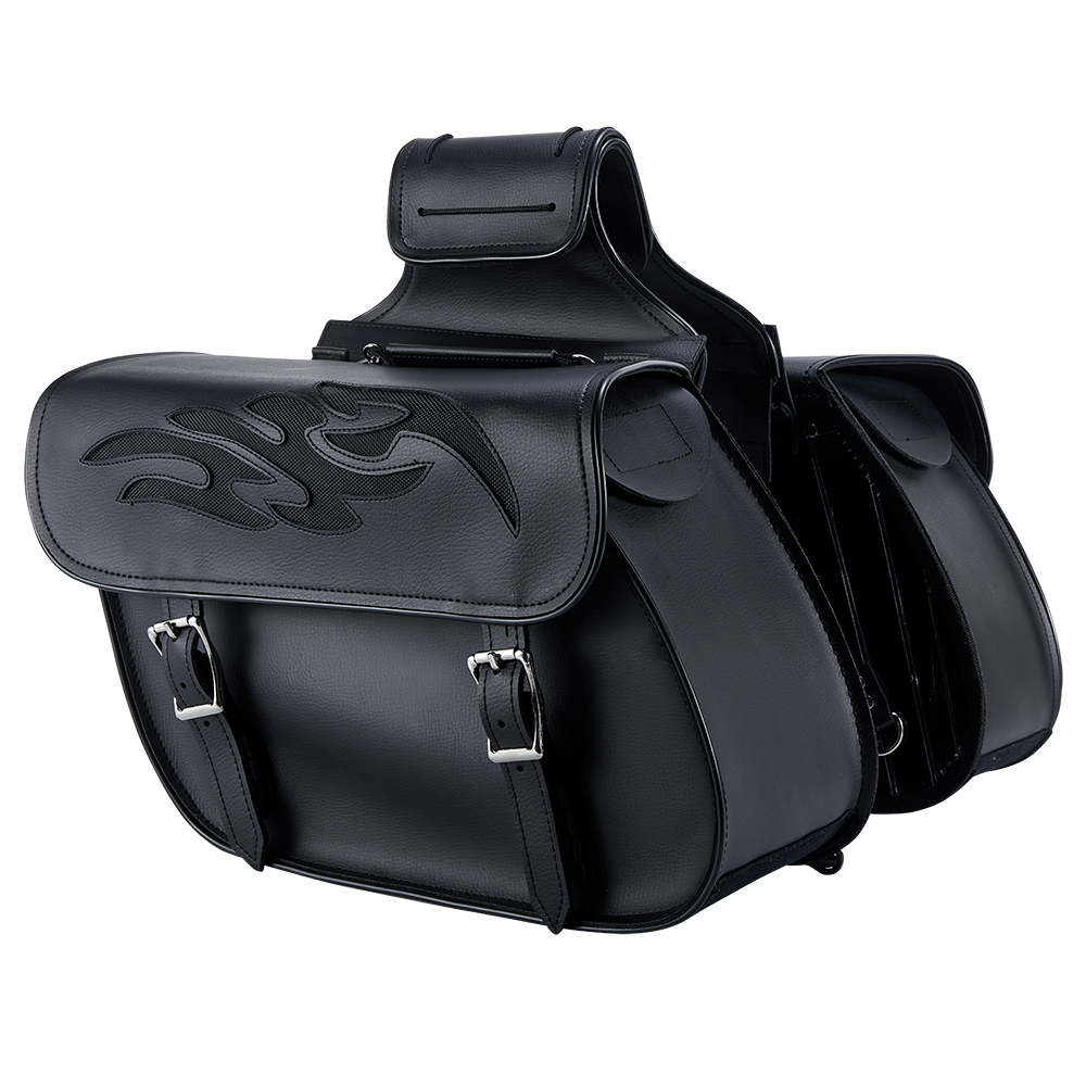 Dream Apparel PVC Motorcycle Saddlebag with Flame