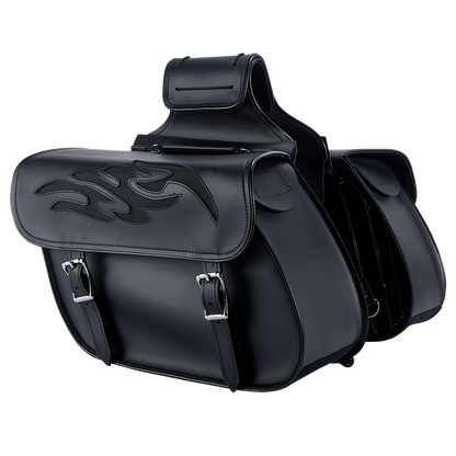 Dream Apparel PVC Motorcycle Saddlebag with Flame