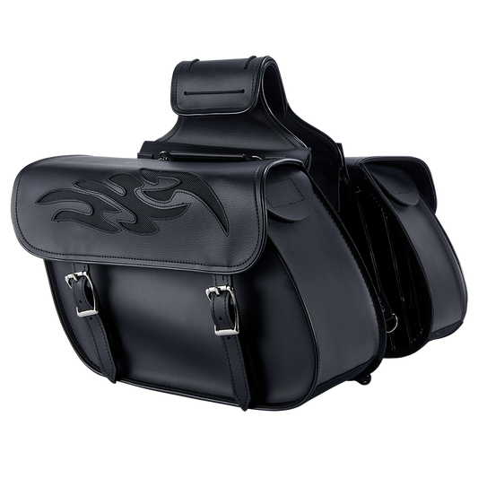 Dream Apparel PVC Motorcycle Saddlebag with Flame