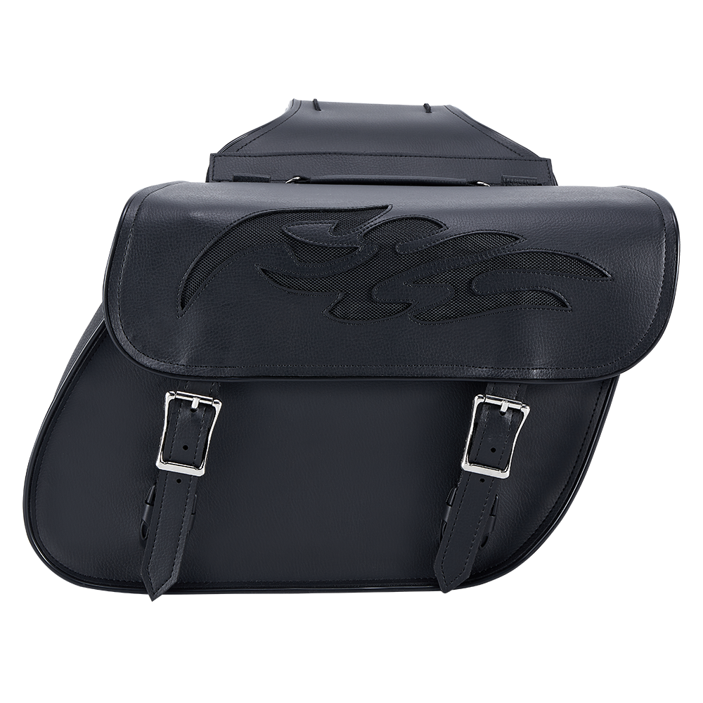 Dream Apparel PVC Motorcycle Saddlebag with Flame