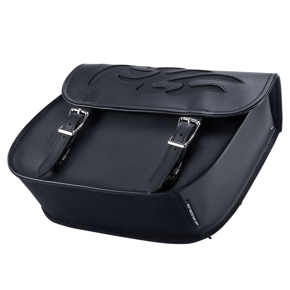 Dream Apparel PVC Motorcycle Saddlebag with Flame