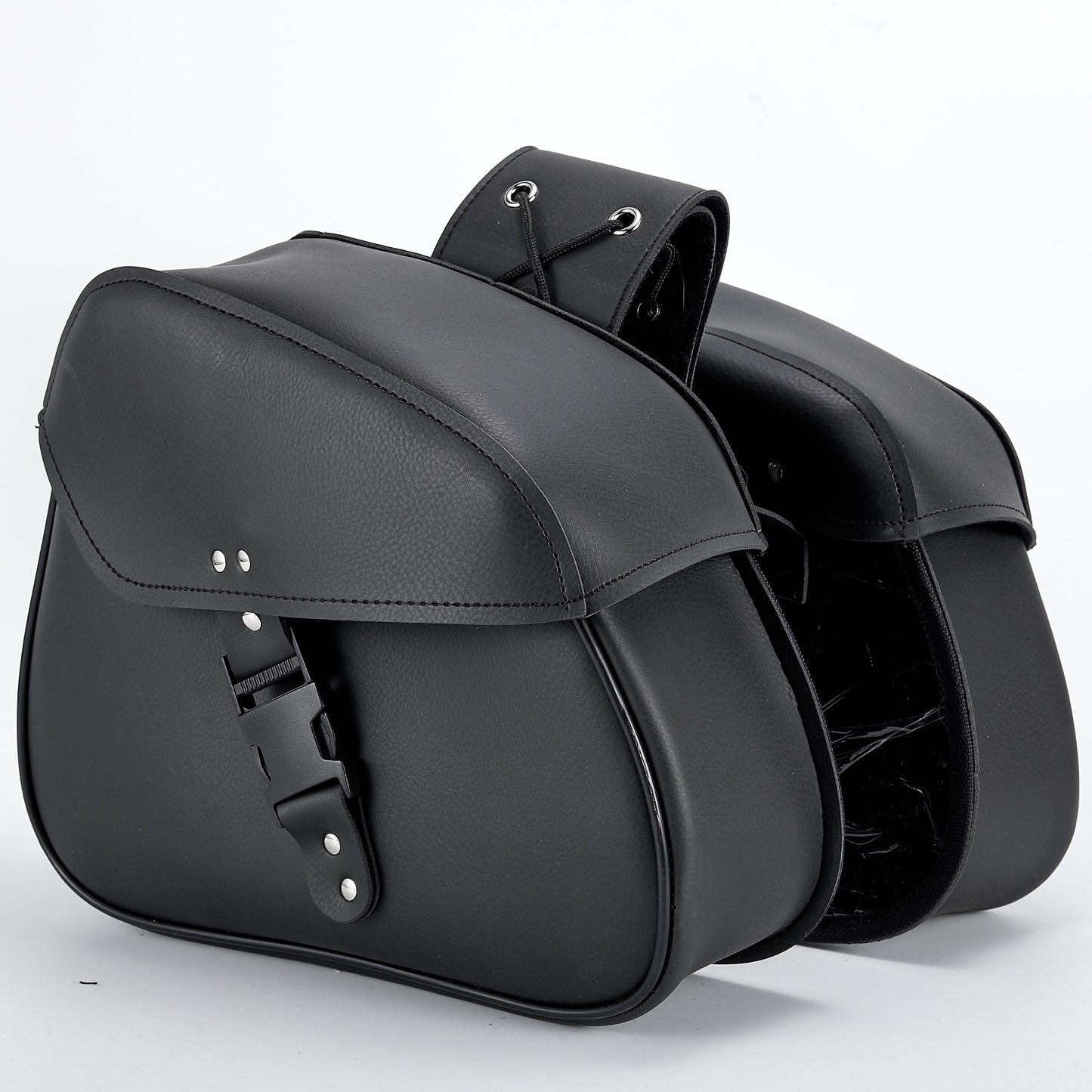 Dream Apparel Motorcycle Black Saddlebag PVC Classic Vintage Style, Weather-Resistant Saddle bag