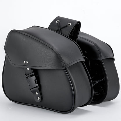 Dream Apparel Motorcycle Black Saddlebag PVC Classic Vintage Style, Weather-Resistant Saddle bag
