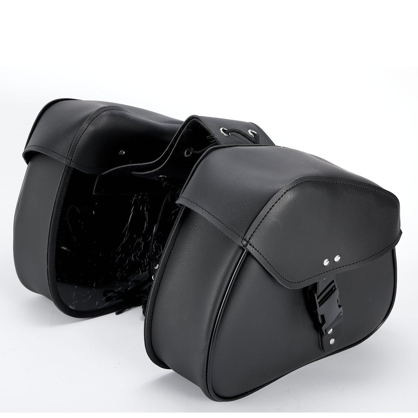 Dream Apparel Motorcycle Black Saddlebag PVC Classic Vintage Style, Weather-Resistant Saddle bag