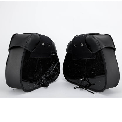 Dream Apparel Motorcycle Black Saddlebag PVC Classic Vintage Style, Weather-Resistant Saddle bag