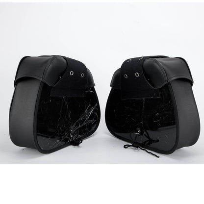 Dream Apparel Motorcycle Black Saddlebag PVC Classic Vintage Style, Weather-Resistant Saddle bag