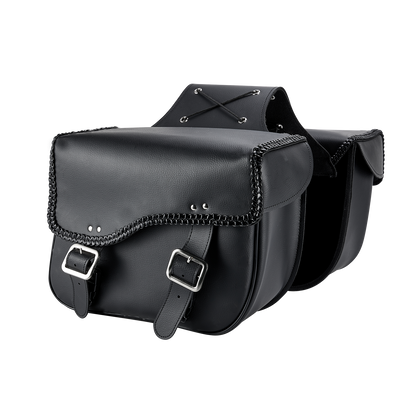 Dream Apparel Motorcycle Saddlebag PVC Classic Black Vintage Style, Weather-Resistant Saddle bag