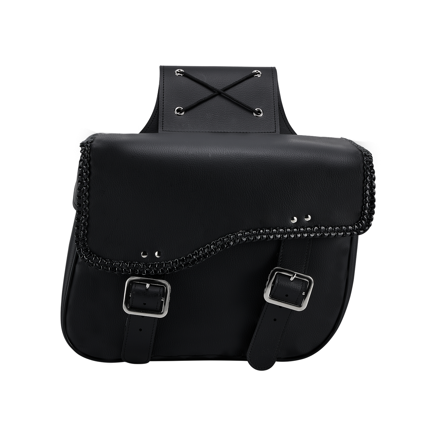 Dream Apparel Motorcycle Saddlebag PVC Classic Black Vintage Style, Weather-Resistant Saddle bag