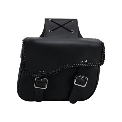 Dream Apparel Motorcycle Saddlebag PVC Classic Black Vintage Style, Weather-Resistant Saddle bag