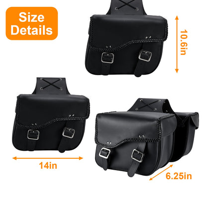 Dream Apparel Motorcycle Saddlebag PVC Classic Black Vintage Style, Weather-Resistant Saddle bag