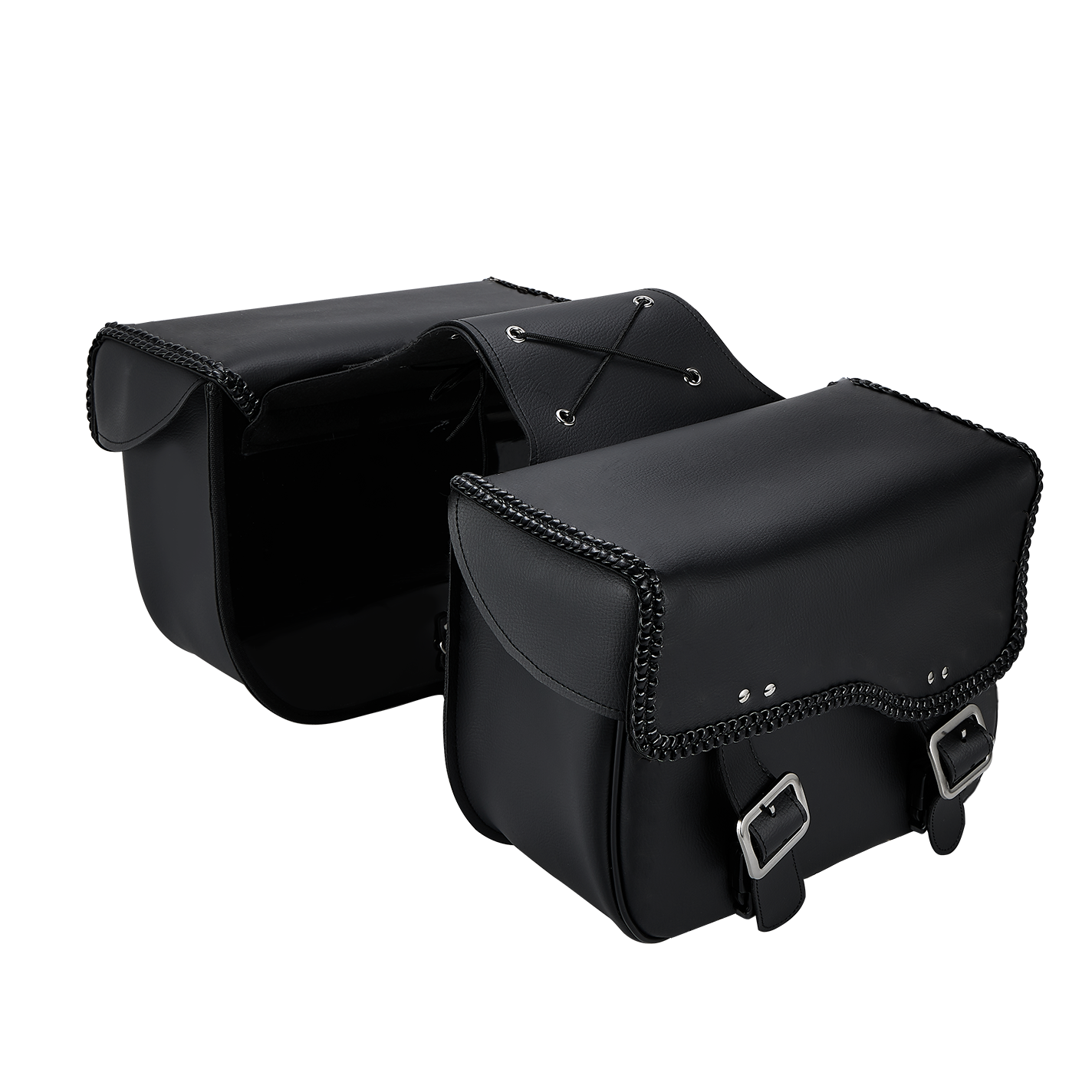 Dream Apparel Motorcycle Saddlebag PVC Classic Black Vintage Style, Weather-Resistant Saddle bag