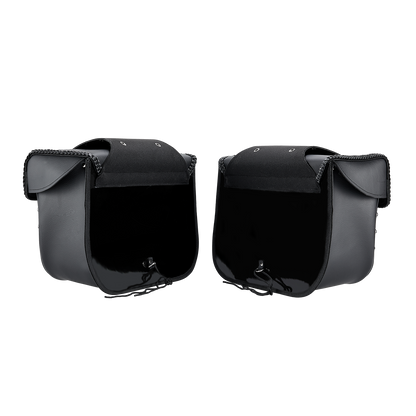 Dream Apparel Motorcycle Saddlebag PVC Classic Black Vintage Style, Weather-Resistant Saddle bag