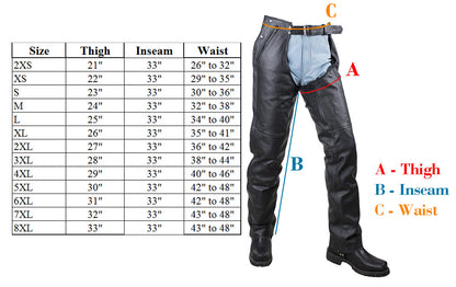 Plain Black Split Leather Chaps