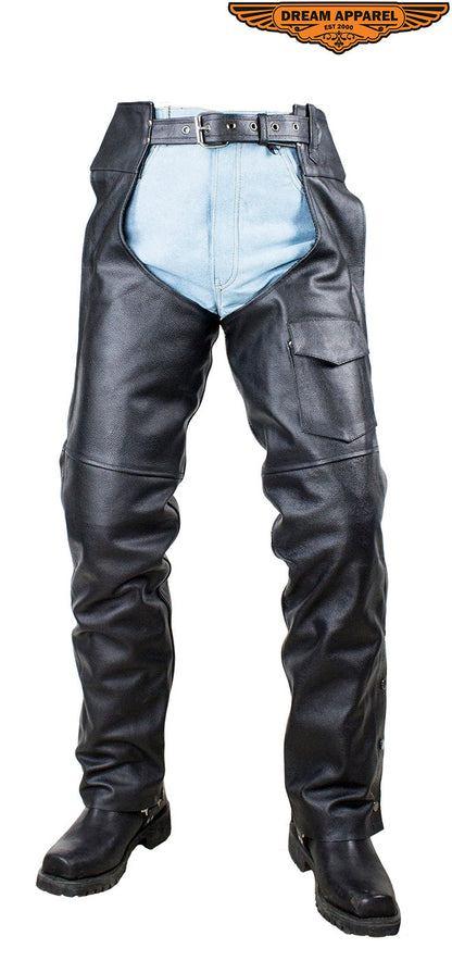 Plain Black Naked Cowhide Leather Chaps