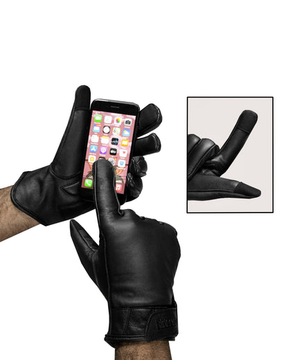 Dream Apparel Black Gauntlet Driving Gloves Hook And Loop Fastener