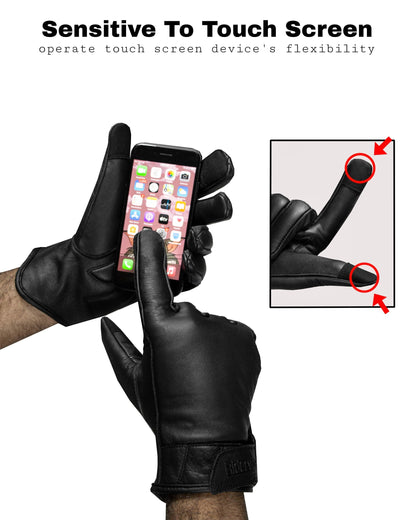Dream Apparel Black Gauntlet Driving Gloves Hook And Loop Fastener