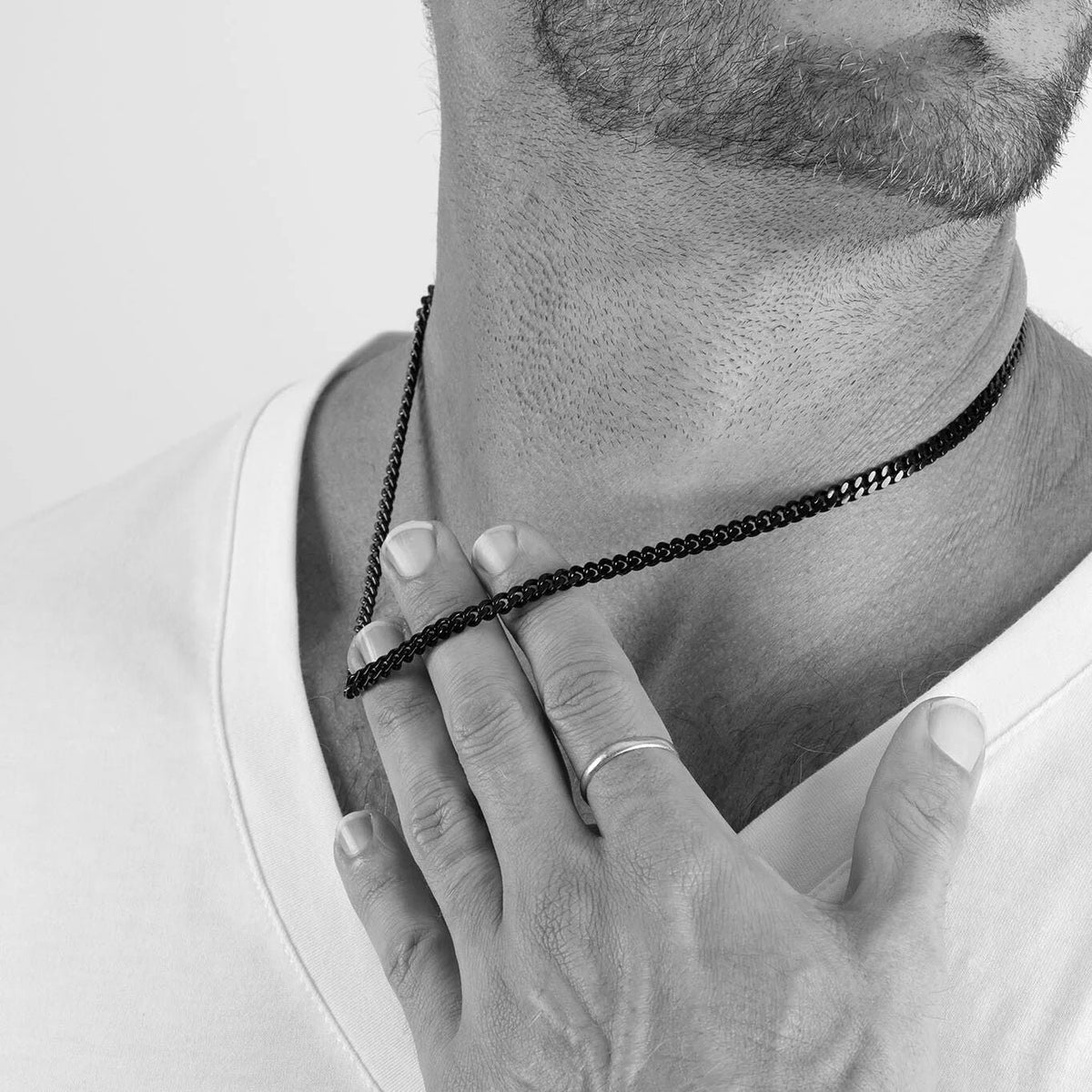 Black Stainless Steel Curb Chain Necklace