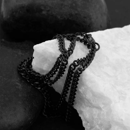 Black Stainless Steel Curb Chain Necklace