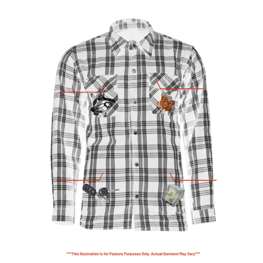 Checkered Men's Armored Black and White Flannel Shirt - view 4