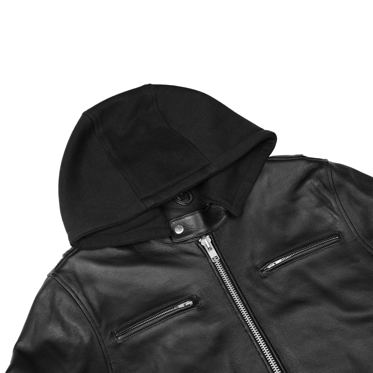 Men's Black Sporty Cruiser Leather Jacket - view 8