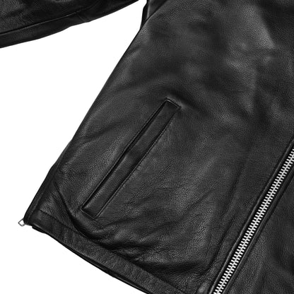 Men's Black Sporty Cruiser Leather Jacket - view 6