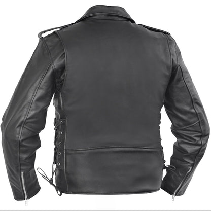 Classic Star Black Men's Leather Motorcycle Jacket – Adjustable Fit - view 2