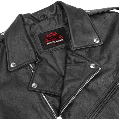 Classic Star Black Men's Leather Motorcycle Jacket – Adjustable Fit - view 7