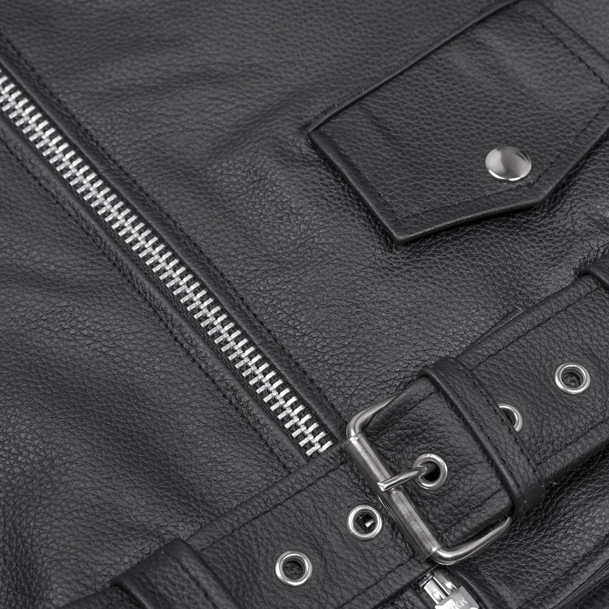 Classic Star Black Men's Leather Motorcycle Jacket – Adjustable Fit - view 8