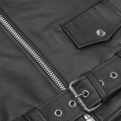 Classic Star Black Men's Leather Motorcycle Jacket – Adjustable Fit - view 8