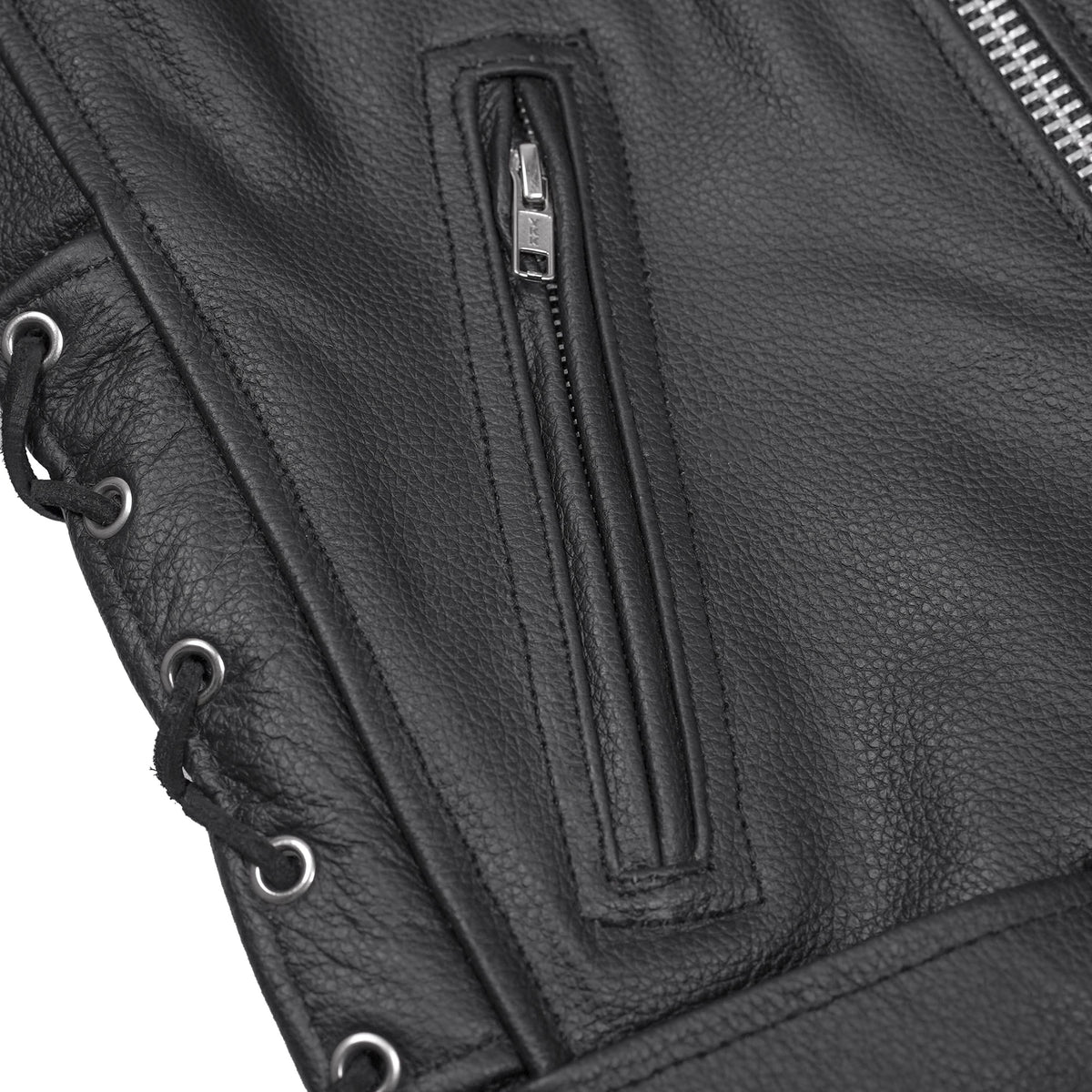 Classic Star Black Men's Leather Motorcycle Jacket – Adjustable Fit - view 9