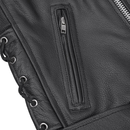 Classic Star Black Men's Leather Motorcycle Jacket – Adjustable Fit - view 9