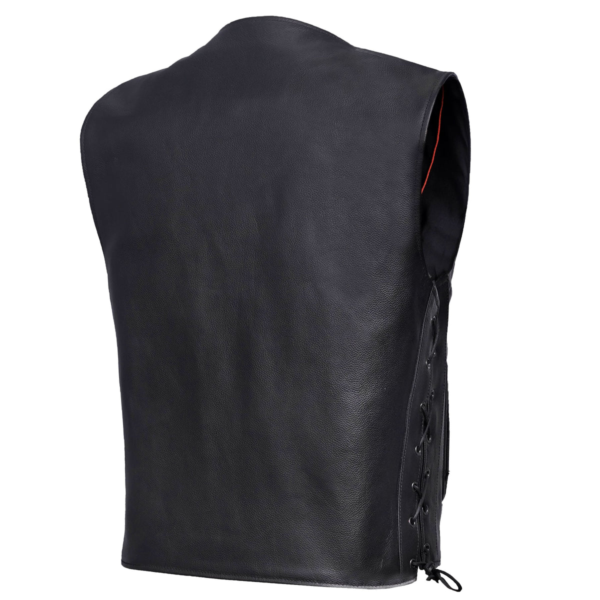 Clubster Men's Black Milled Cowhide Side Lace Motorcycle Leather Vest - view 3