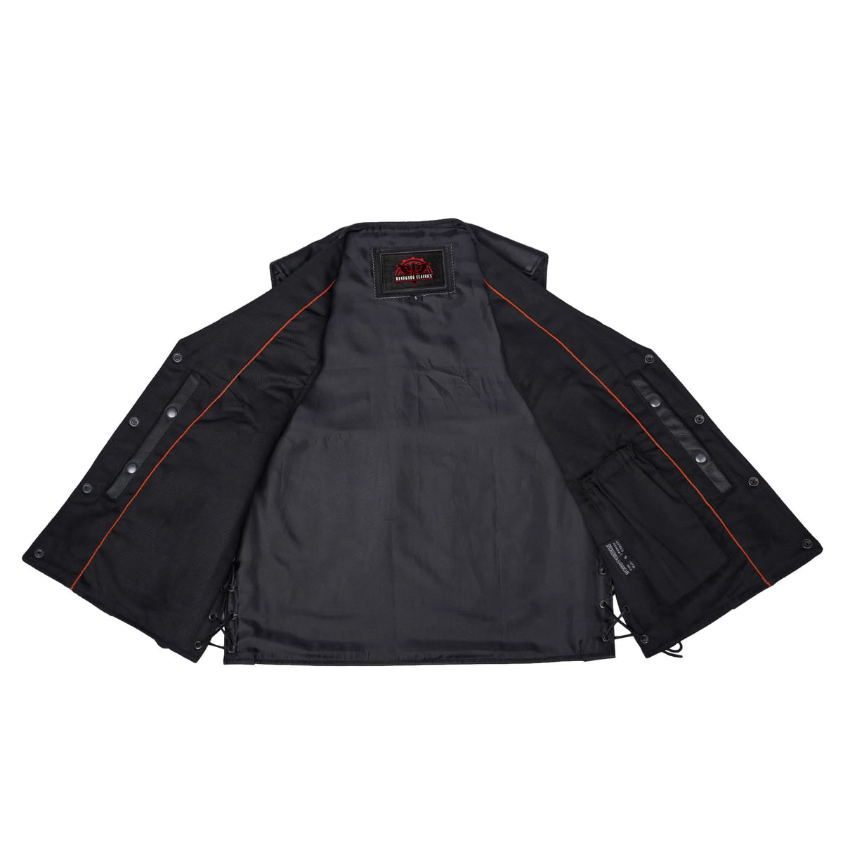 Clubster Men's Black Milled Cowhide Side Lace Motorcycle Leather Vest - view 5