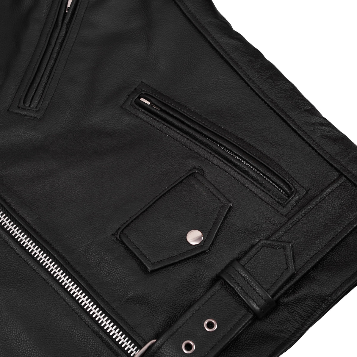 Men's Classic Plain Side Police Style M/C Jacket - TALL - view 11