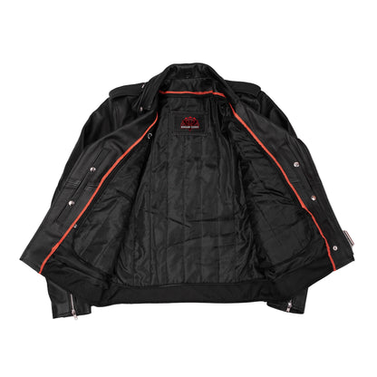 Men's Classic Plain Side Police Style M/C Jacket - TALL - view 6