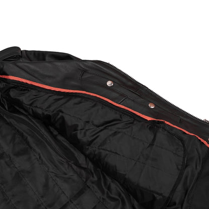 Men's Classic Plain Side Police Style M/C Jacket - TALL - view 7